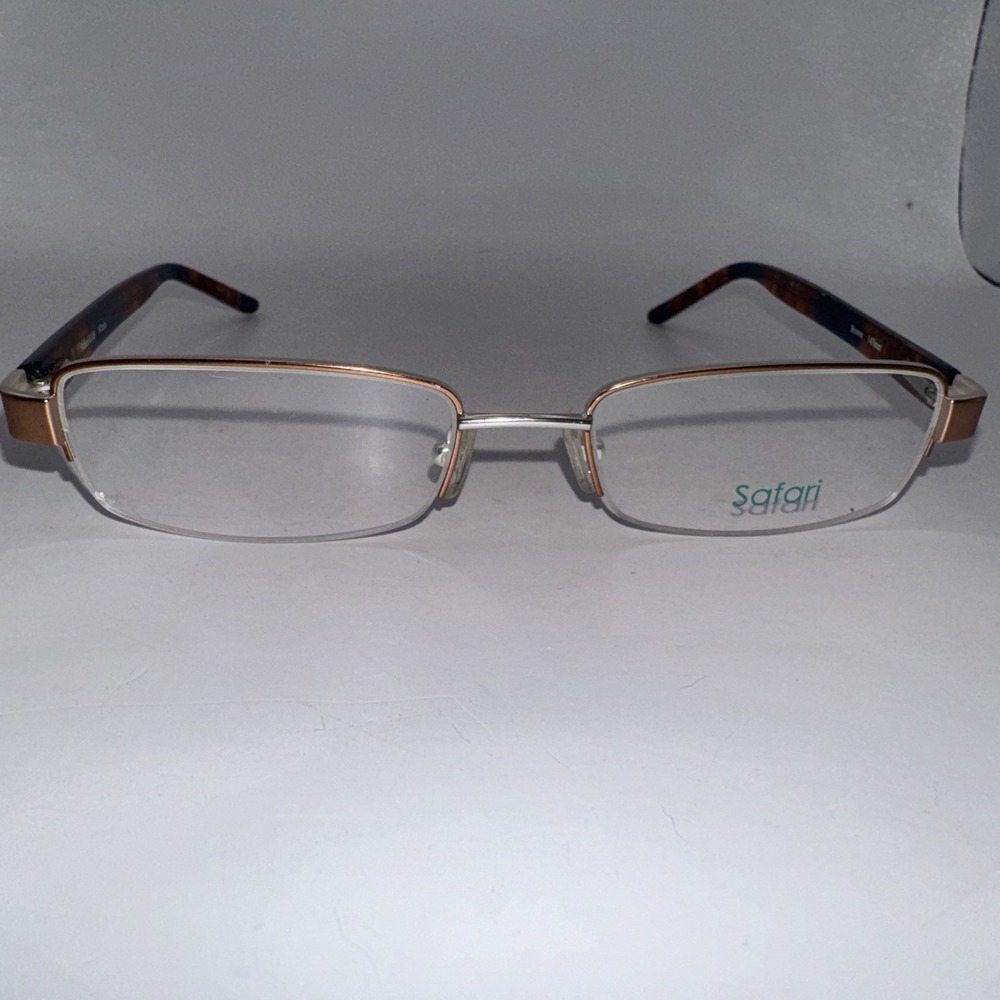 Safari Eyeglasses Frame G149 50-18-140 Brown/Blue/Tortoise Half Rim VD82